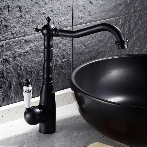 Agate Single Handle Oil Rubbed Bronze Bathroom Sink Faucet with Hot & Cold Mixer 1