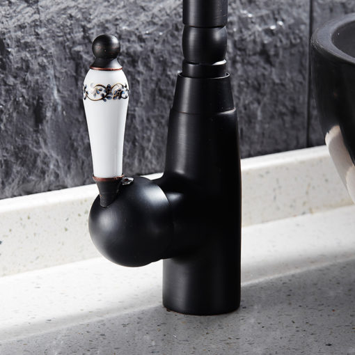 Agate Single Handle Oil Rubbed Bronze Bathroom Sink Faucet with Hot & Cold Mixer 1