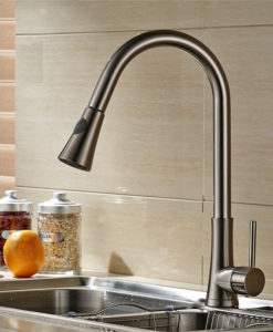 Alger Gold Finish Kitchen Sink Faucet with Pull Out Sprayer 1