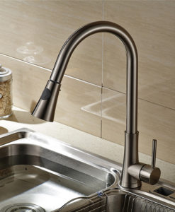 Alger Gold Finish Kitchen Sink Faucet with Pull Out Sprayer 1
