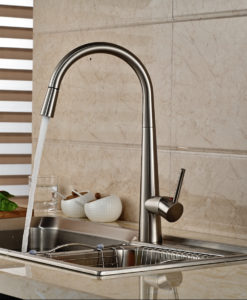 Amoskeag Brushed Nickel Finish Kitchen Sink Faucet with Pull Out Sprayer 1