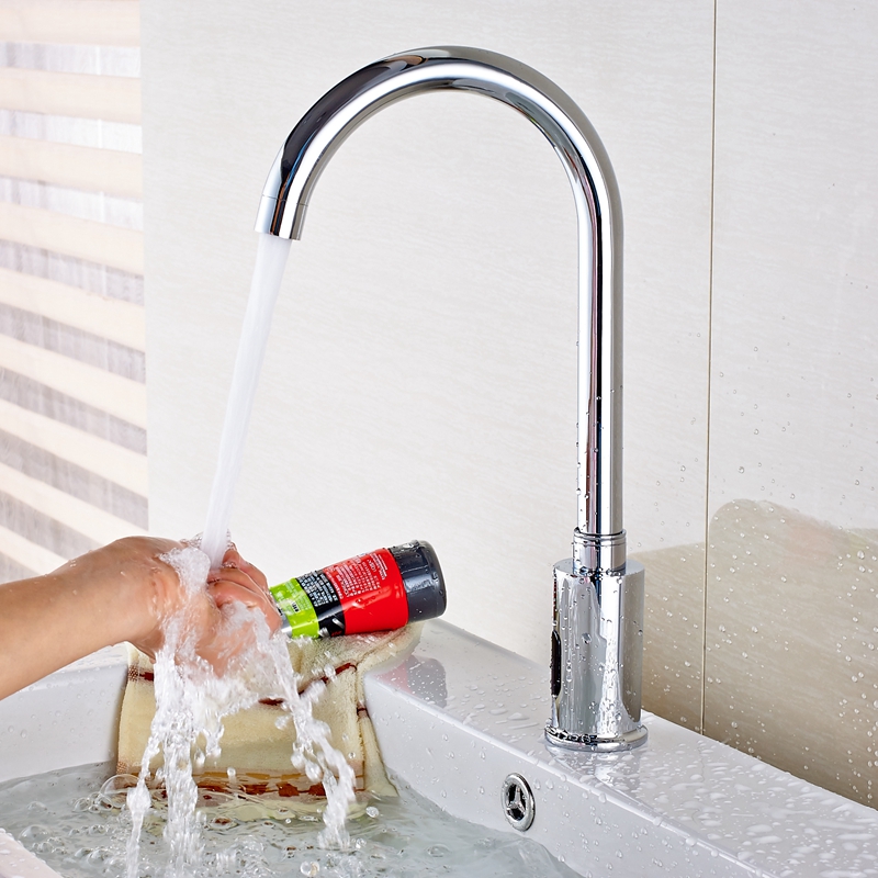 Chrome Bathroom Automatic Mixer Hands Free Sensor Faucet Basin Lavatory Taps 