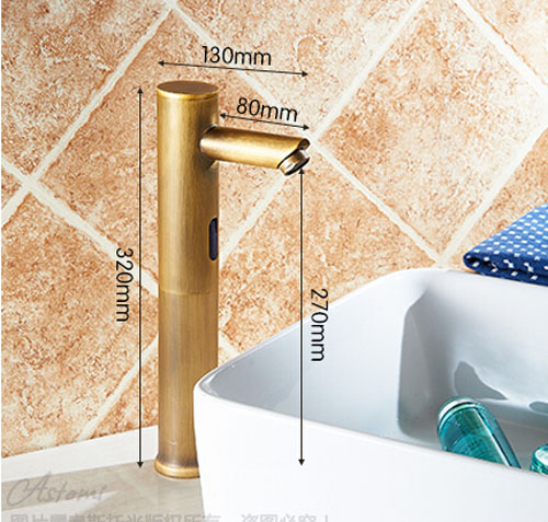 Bonnie Hands Free Touchless Antique Brass Bathroom Sink Faucet with Motion Sensor 1