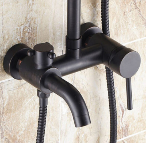 Cascades Oil Rubbed Bronze Wall Mounted RainFall Shower Head with Handheld Shower & Tub Spout 3