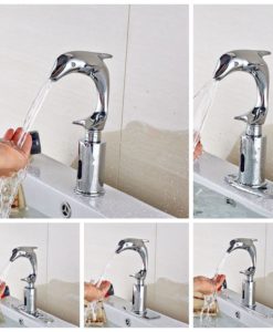 Cavitt Hands Free Touchless Dolphin Shaped Bathroom Sink Faucet with Motion Sensor