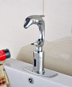 Cavitt Hands Free Touchless Dolphin Shaped Bathroom Sink Faucet with Motion Sensor