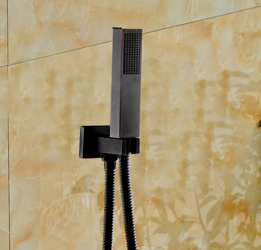 Clifty Oil Rubbed Bronze Hot & Cold Water LED Rain Fall Shower Set with Handheld Shower & Tub Spout (8", 10", 12", 14", 16")