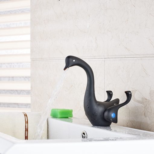 Cunningham Deck-Mounted Swan Shaped Oil Rubbed Bronze Bathroom Sink Faucet 1