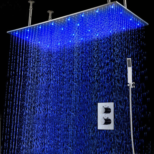 Doane 20" * 40" Recessed Thermostatic Hot & Cold Water LED RainFall Shower Head & Handshower