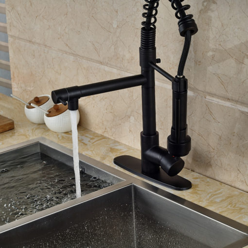 Hayes Oil Rubbed Bronze Hot & Cold Water LED Kitchen Sink Faucet with Dual Spouts & Cover Plate