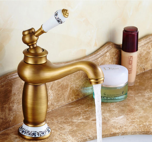 Heald Single Handle Antinque Brass Bathroom Sink Faucet 1