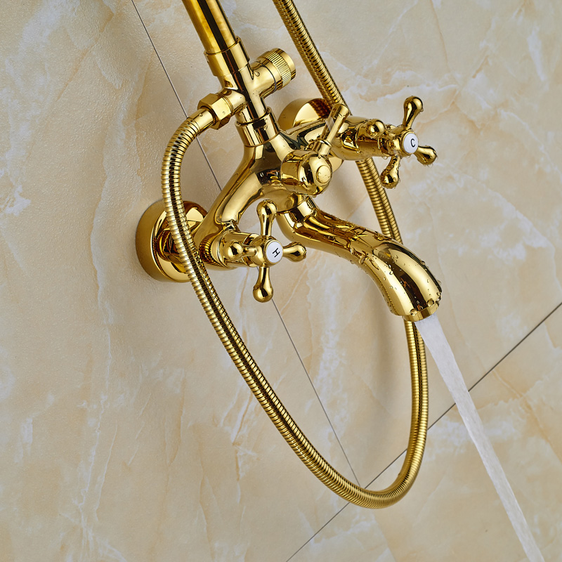 Details about   10'' Shower Head Gold Solid Brass LED Rainfall Square High Pressure Top Sprayer 