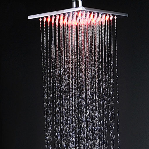 Hinsdale Chrome Finish Hot & Cold Water LED Rainfall Shower Head ( 8", 10", 12" )