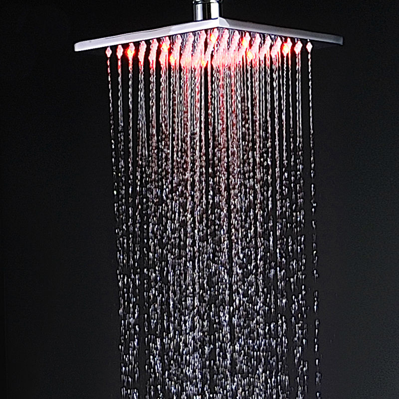 Hinsdale Chrome Finish Hot & Cold Water LED Rainfall Shower Head ( 8", 10", 12" )