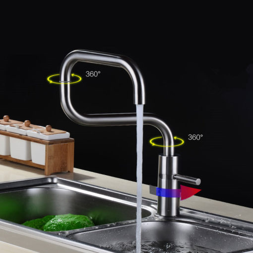 Macey Stainless Steel Kitchen Sink Faucet with 360 Degree Rotatable Swivel 1