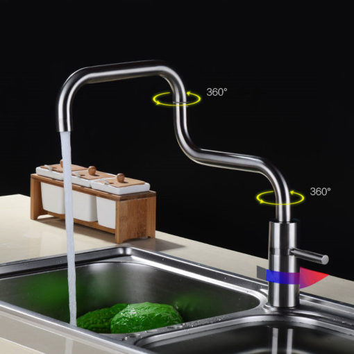 Macey Stainless Steel Kitchen Sink Faucet with 360 Degree Rotatable Swivel 1