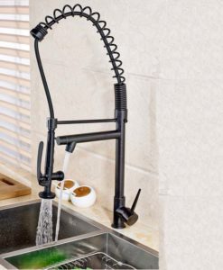 Magney Oil Rubbed Bronze Finish Dual Spout Kitchen Sink Faucet with Pull Out Sprayer 1
