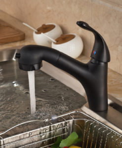 Montana Oil Rubbed Bronze Finish Dual Spout Kitchen Sink Faucet with Pull Out Sprayer 1