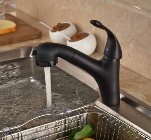 Montana Oil Rubbed Bronze Finish Dual Spout Kitchen Sink Faucet with Pull Out Sprayer 1