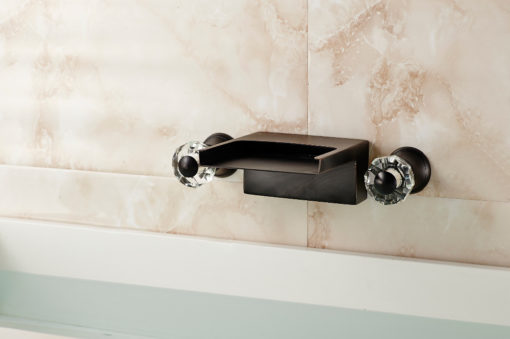 Multnomah Wall Mounted Dual Handle Oil Rubbed Bronze Waterfall Bathroom Sink Faucet with Hot & Cold Water Mixer 3