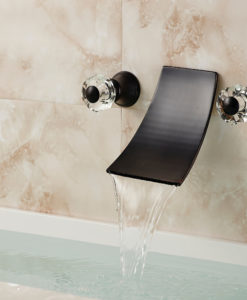 Oneonta Wall Mounted Dual Handle Oil Rubbed Bronze Waterfall Bathroom Sink Faucet with Hot & Cold Water Mixer