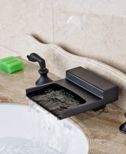 Ramona Dual Handle Oil Rubbed Bronze Water Fall Bathroom Sink Faucet with Hot & Cold Water Mixer5