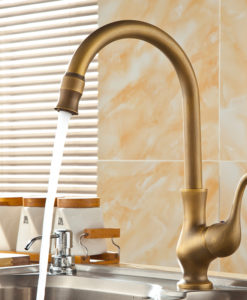 Saguache Antique Brass Single Handle Kitchen Sink Faucet 1