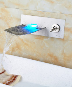 Shellburg Wall Mounted Water Fall LED Bathroom Sink Faucet 1