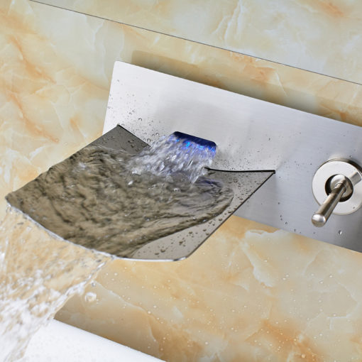 Shellburg Wall Mounted Water Fall LED Bathroom Sink Faucet 1