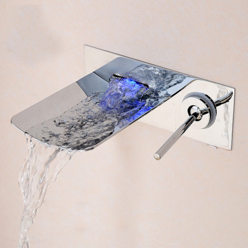 Sisquoc Wall Mounted Water Fall LED Bathroom Sink Faucet 5