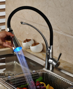 Tettegouche Chrome Finish LED Hot & Cold Water Kitchen Sink Faucet with Pull Out Sprayer
