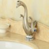 Toketee Deck-Mounted Swan Shaped Brushed Nickel Bathroom Sink Faucet with Hot & Cold Water Mixer 1
