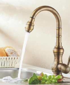 Trinchera Antique Brass Single Handle Kitchen Sink Faucet 1