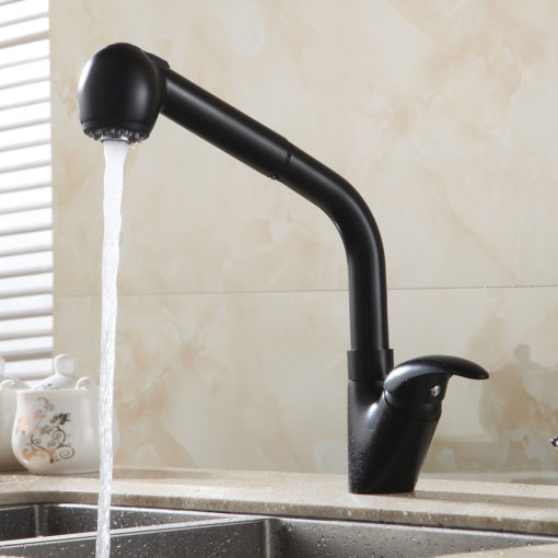 Angeline Deck Mount Kitchen Sink Faucet with Pull Out Sprayer & Hot Cold Water Mixer