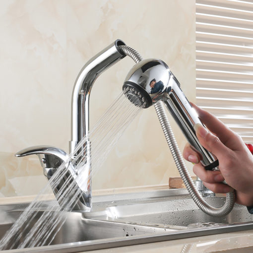 Angeline Deck Mount Kitchen Sink Faucet with Pull Out Sprayer & Hot Cold Water Mixer