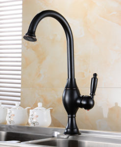 Asbestos Deck Mount Rotatable Antique Brass Single Handle Kitchen Faucet with Hot Cold Mixer