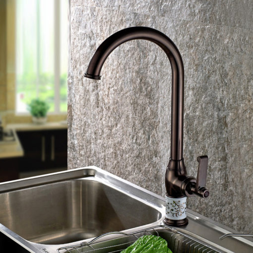 Berdeen Deck Mount Single Handle Kitchen Sink Faucet with Rotatable Swivel & Hot Cold Mixer