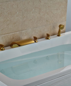 Buy Hamilton Deck Mount Triple Handle 5 Piece Bathtub Waterfall Faucet with Hand Shower