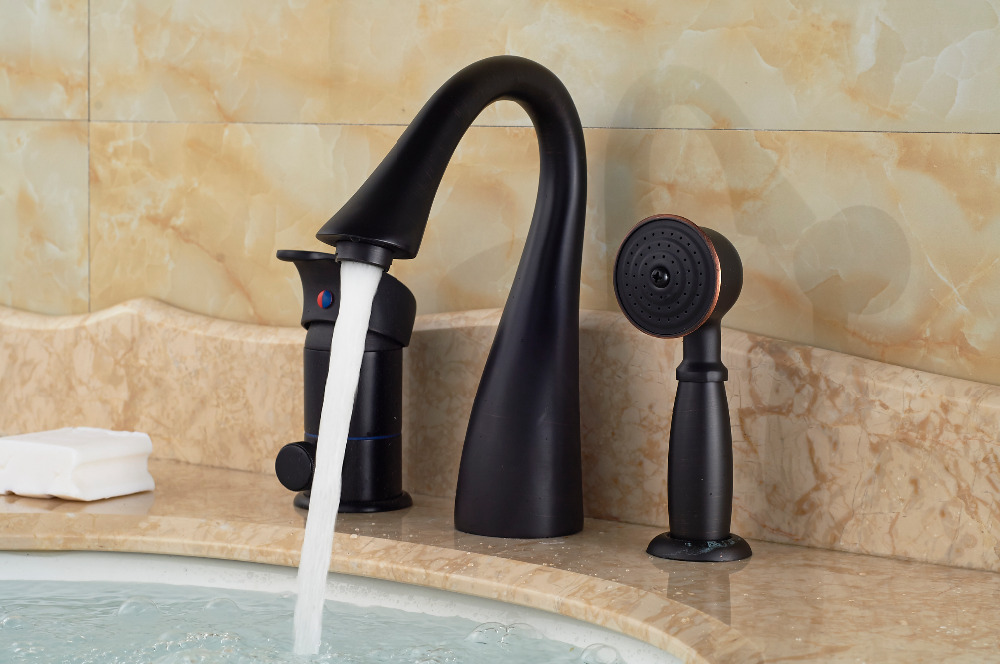 Buy Franklin 3 Hole Oil Rubbed Bronze - Bathtub Shower Faucet with Hot and  Cold Mixer - Deck Mount - 2021 Edition