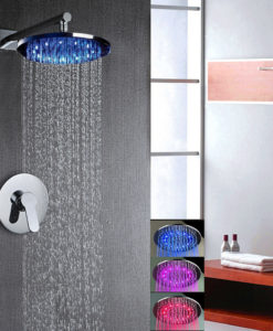 Buy Palouse Wall Mount LED Rain Shower System with Rainfall Shower Head with Led Lights & Single Handle Mixer Valve Online Now Freeshipping