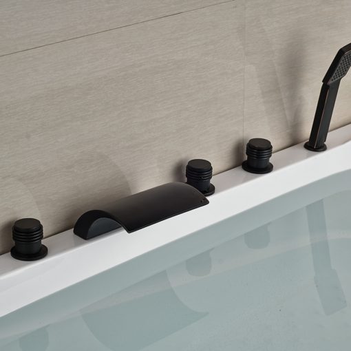 Kautz Luxury 5 Hole Deck Mount Oil Rubbed Bronze Waterfall Bathtub Shower Faucet On Sale with Hot Cold Mixer 1